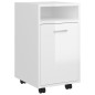 vidaXL Armario auxiliar ruedas contrachapada blanco brillo 33x38x60 cm
