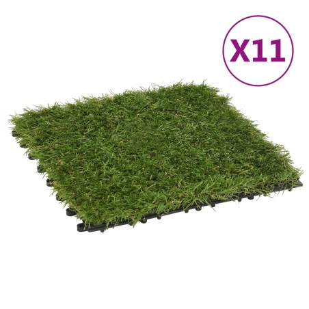 vidaXL Baldosas de césped artificial 11 uds verde 30x30 cm