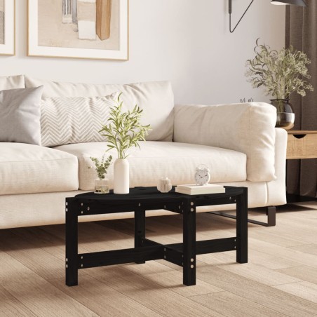 vidaXL Mesa de centro de madera maciza de pino negro 87x48x35 cm