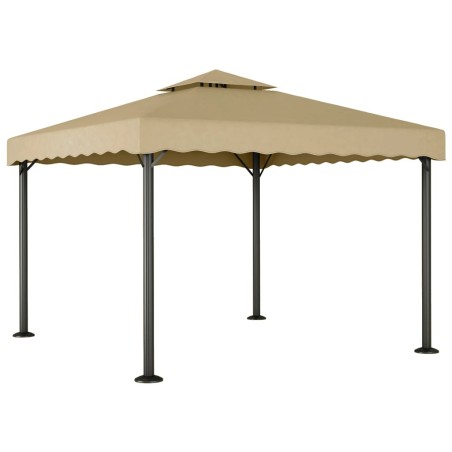 vidaXL Cenador aluminio y acero gris taupé 3x3 m