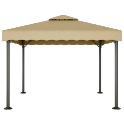 vidaXL Cenador aluminio y acero gris taupé 3x3 m