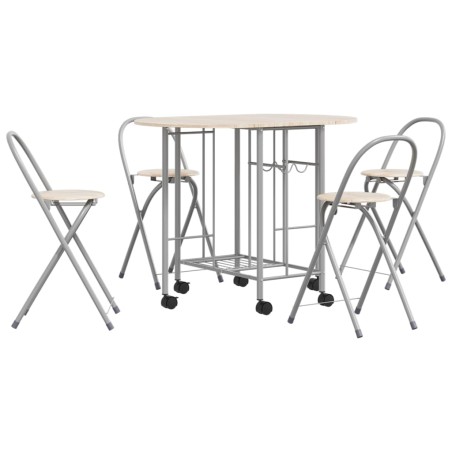 vidaXL Conjunto de comedor plegable 5 piezas MDF 