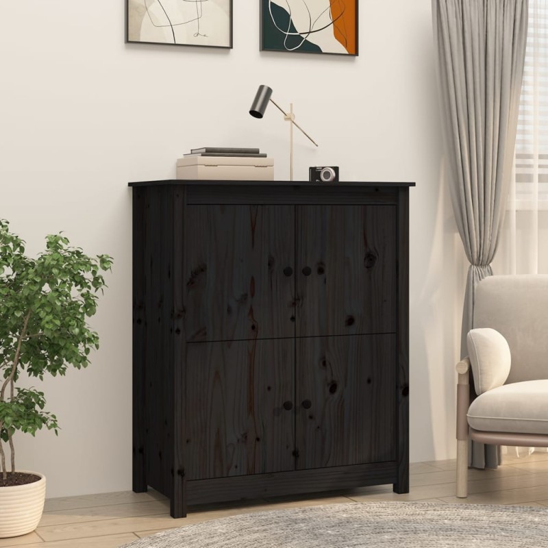 vidaXL Aparador de madera maciza de pino negro 83x41,5x100 cm vidaXL Aparador de madera maciza de pino negro 83x41,5x100 cm