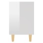 vidaXL Mesitas de noche patas madera 2 uds blanco brillo 40x30x50 cm