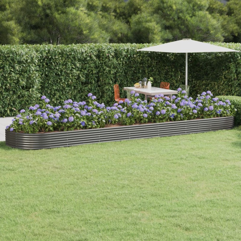 vidaXL Jardinera arriate acero recubrimiento polvo gris 600x140x36 cm vidaXL Jardinera arriate acero recubrimiento polvo gris 600x140x36 cm