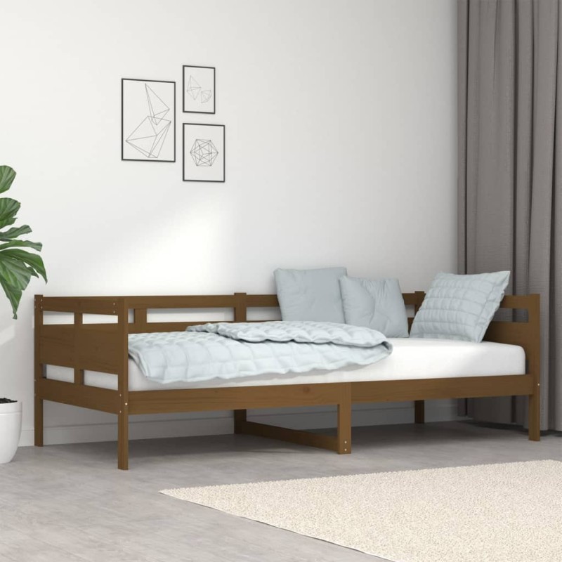 vidaXL Sofá cama madera maciza de pino marrón miel 90x200 cm vidaXL Sofá cama madera maciza de pino marrón miel 90x200 cm