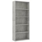 vidaXL Estantería de 5 niveles contrachapada gris hormigón 80x30x189cm vidaXL Estantería de 5 niveles contrachapada gris hormigón 80x30x189cm