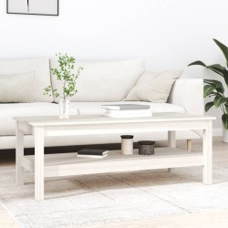 vidaXL Mesa de centro de madera maciza de pino blanco 110x50x40 cm