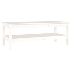 vidaXL Mesa de centro de madera maciza de pino blanco 110x50x40 cm