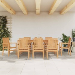 vidaXL Sillas de jardín apilables 8 uds madera de teca 56,5x57,5x91 cm