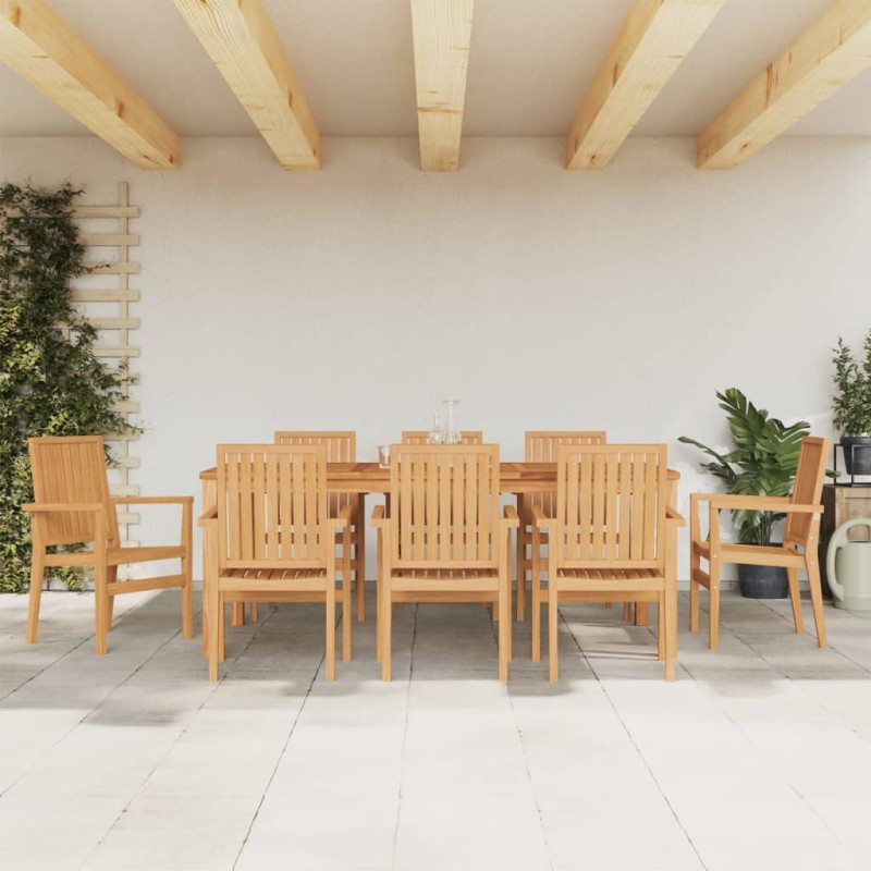 vidaXL Sillas de jardín apilables 8 uds madera de teca 56,5x57,5x91 cm vidaXL Sillas de jardín apilables 8 uds madera de teca 56,5x57,5x91 cm