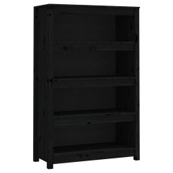 vidaXL Estantería madera maciza de pino negra 80x35x126 cm