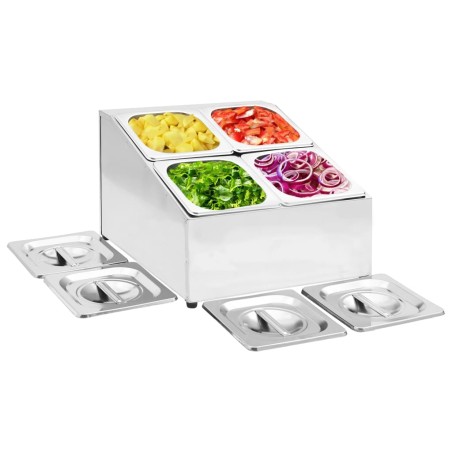 vidaXL Soporte bandeja Gastronorm con 4 bandejas 1/6 acero inoxidable