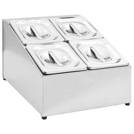 vidaXL Soporte bandeja Gastronorm con 4 bandejas 1/6 acero inoxidable