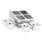 vidaXL Soporte bandeja Gastronorm con 4 bandejas 1/6 acero inoxidable vidaXL Soporte bandeja Gastronorm con 4 bandejas 1/6 acero inoxidable