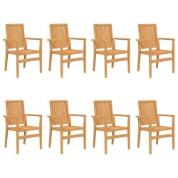 vidaXL Sillas de jardín apilables 8 uds madera de teca 56,5x57,5x91 cm