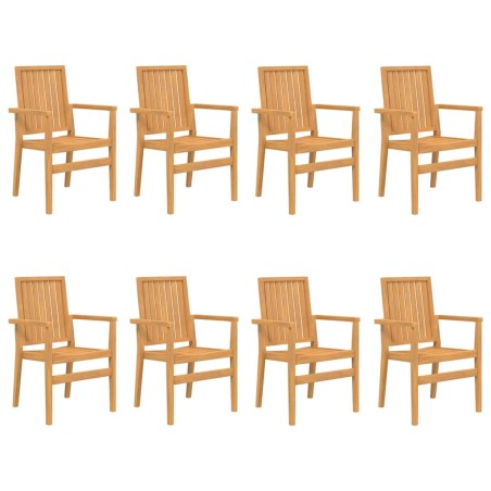 vidaXL Sillas de jardín apilables 8 uds madera de teca 56,5x57,5x91 cm