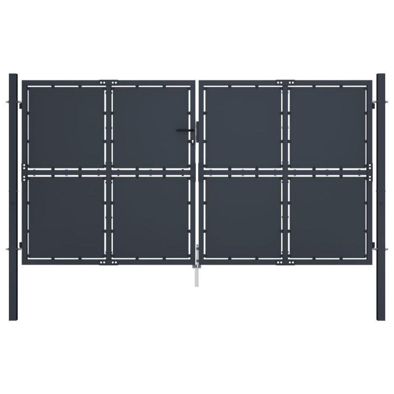 vidaXL Puerta de jardín de acero gris antracita 300x125 cm vidaXL Puerta de jardín de acero gris antracita 300x125 cm
