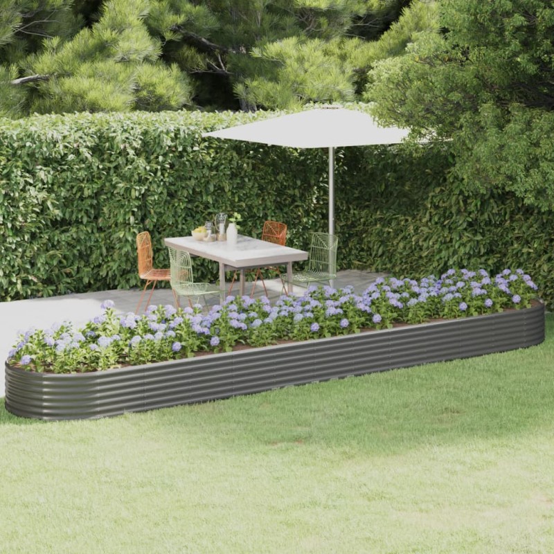 vidaXL Jardinera arriate acero recubrimiento polvo gris 507x100x36 cm vidaXL Jardinera arriate acero recubrimiento polvo gris 507x100x36 cm