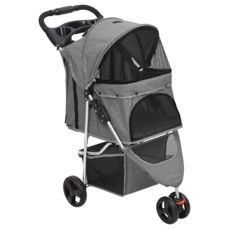 vidaXL Cochecito para perros plegable tela oxford gris 80x46x98 cm