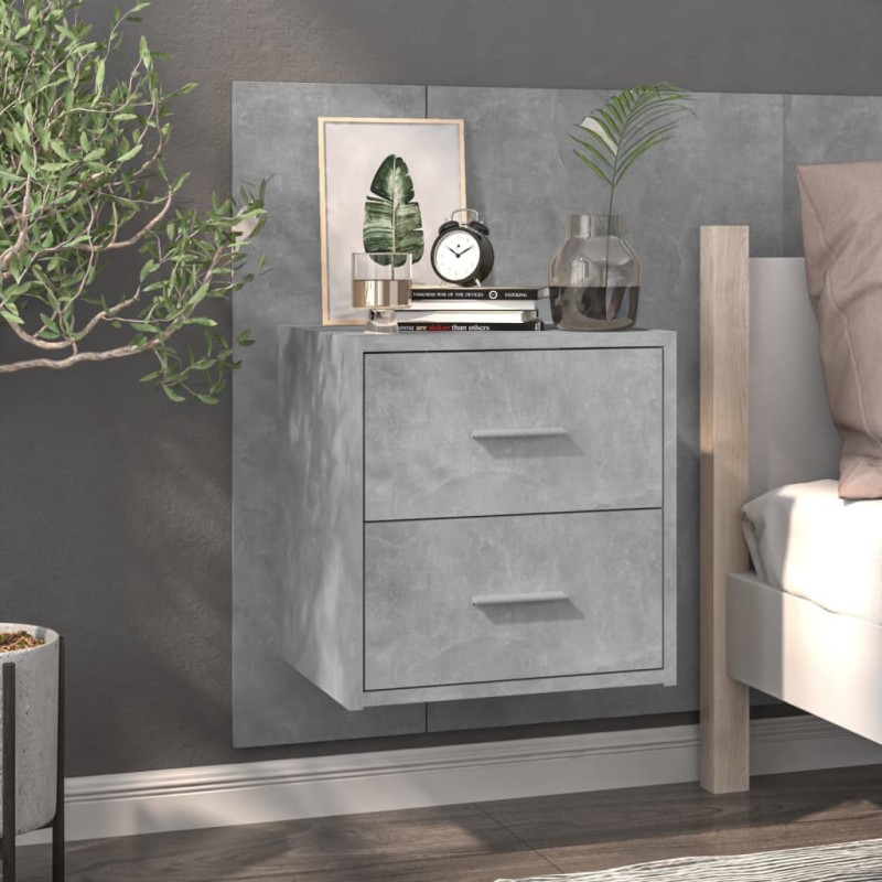 vidaXL Mesita de noche de pared color gris hormigón vidaXL Mesita de noche de pared color gris hormigón
