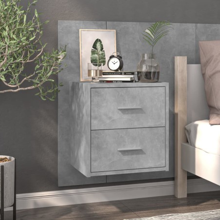 vidaXL Mesita de noche de pared color gris hormigón
