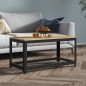 vidaXL Mesita de centro MDF y hierro marrón claro y negro 90x45x45 cm vidaXL Mesita de centro MDF y hierro marrón claro y negro 90x45x45 cm