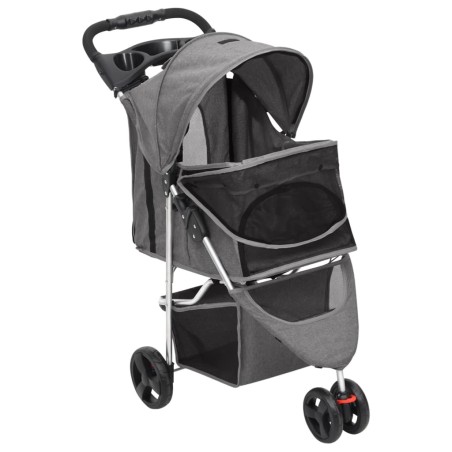 vidaXL Cochecito para perros plegable tela oxford gris 80x46x98 cm