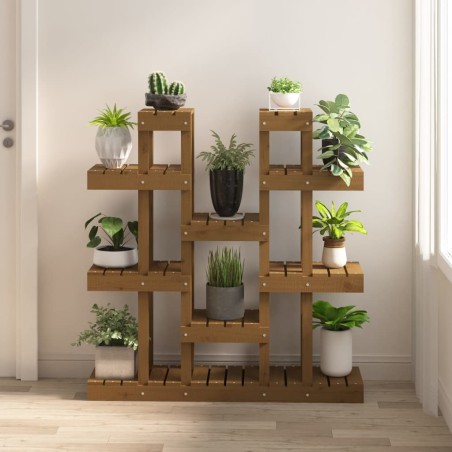 vidaXL Soporte plantas madera maciza pino marrón miel 104,5x25x109,5cm