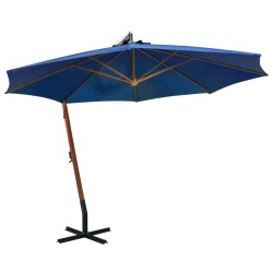 vidaXL Sombrilla colgante con palo madera abeto azul celeste 3,5x2,9 m