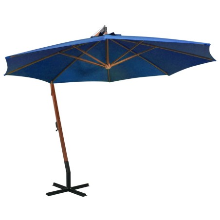 vidaXL Sombrilla colgante con palo madera abeto azul celeste 3,5x2,9 m
