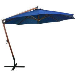 vidaXL Sombrilla colgante con palo madera abeto azul celeste 3,5x2,9 m