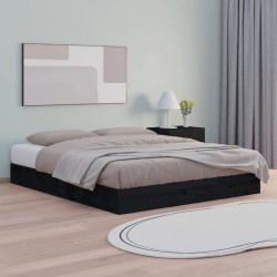 vidaXL Estructura de cama madera maciza negro 120x200 cm