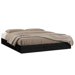 vidaXL Estructura de cama madera maciza negro 120x200 cm