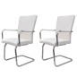 vidaXL Sillas de comedor voladizas 2 unidades cuero sintético blanco vidaXL Sillas de comedor voladizas 2 unidades cuero sintético blanco