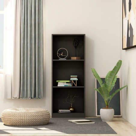 vidaXL Estantería de 3 niveles madera contrachapada negra 40x24x108 cm