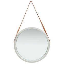 vidaXL Espejo de pared con correa plateado 50 cm