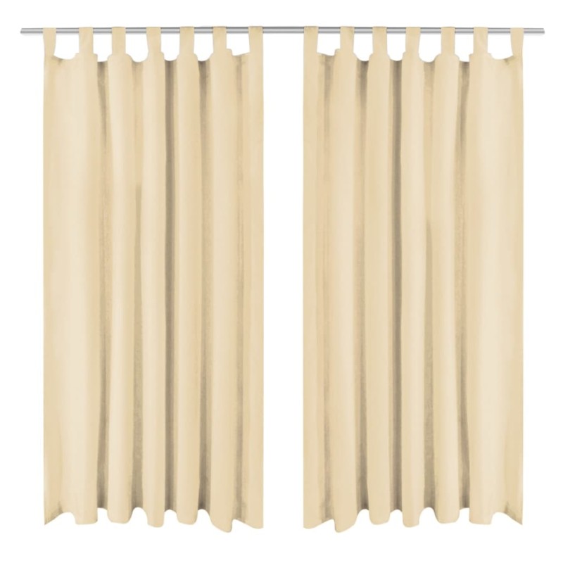 vidaXL Cortinas de micro-raso con bucles 2 unidades 140x175cm beis vidaXL Cortinas de micro-raso con bucles 2 unidades 140x175cm beis