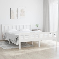 vidaXL Estructura de cama King Size madera maciza blanco 150x200 cm
