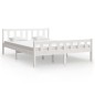 vidaXL Estructura de cama King Size madera maciza blanco 150x200 cm vidaXL Estructura de cama King Size madera maciza blanco 150x200 cm