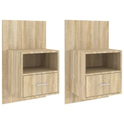 vidaXL Mesita de noche de pared 2 uds color roble Sonoma