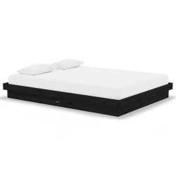 vidaXL Estructura de cama de madera maciza negro 140x190 cm