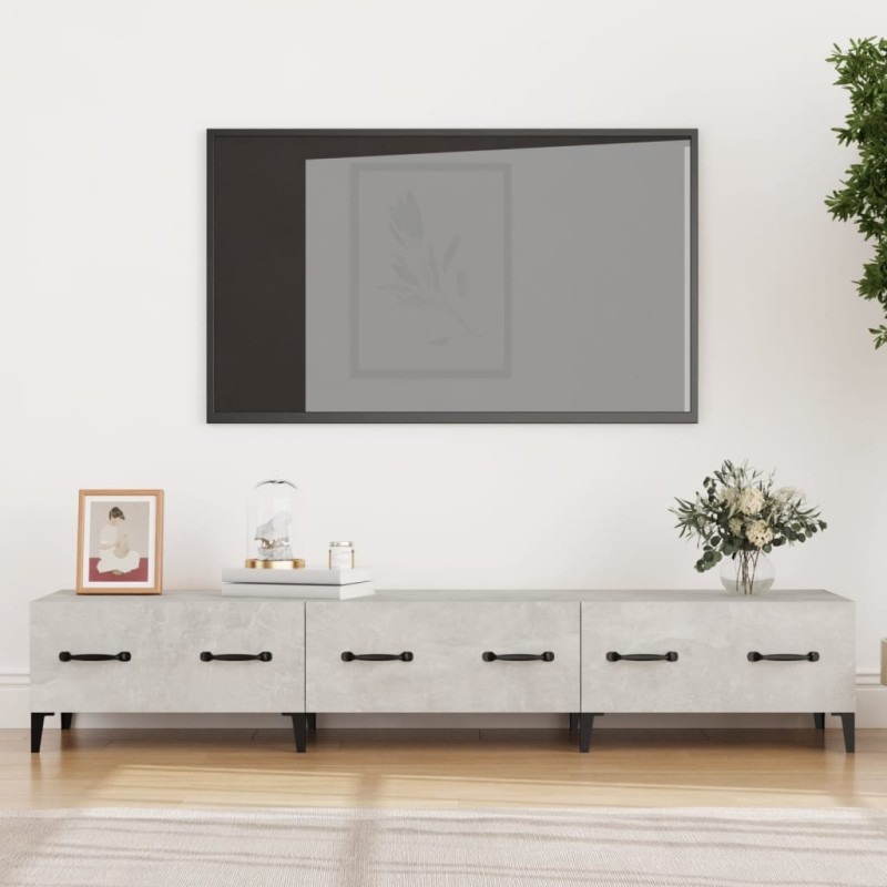 vidaXL Mueble de TV madera contrachapada gris hormigón 150x34,5x30 cm vidaXL Mueble de TV madera contrachapada gris hormigón 150x34,5x30 cm