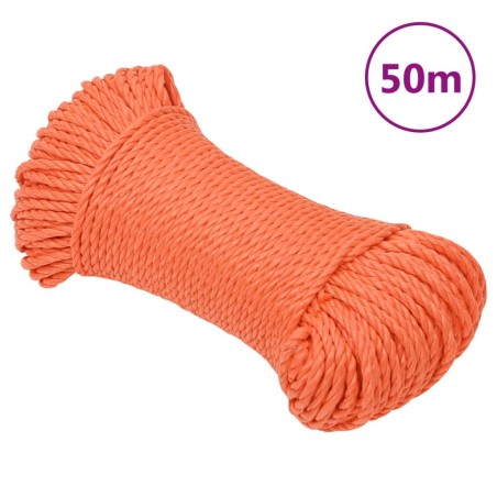 vidaXL Cuerda de trabajo polipropileno naranja 8 mm 50 m