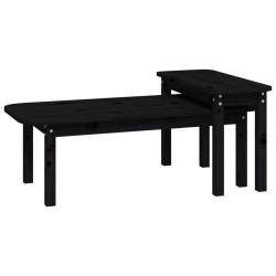 vidaXL Juego de mesas de centro 2 piezas madera maciza de pino negro