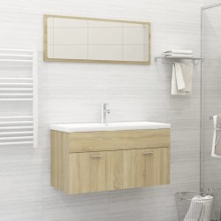 vidaXL Set de muebles de baño 2 pzas contrachapada color roble Sonoma