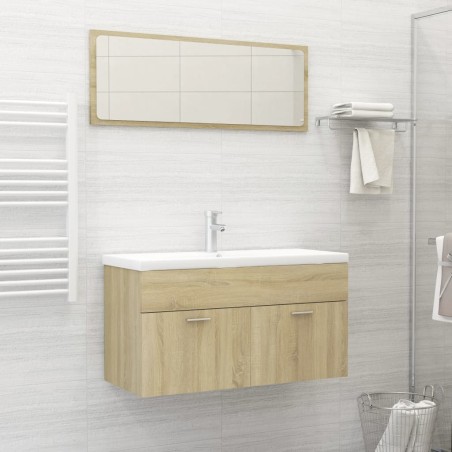 vidaXL Set de muebles de baño 2 pzas contrachapada color roble Sonoma