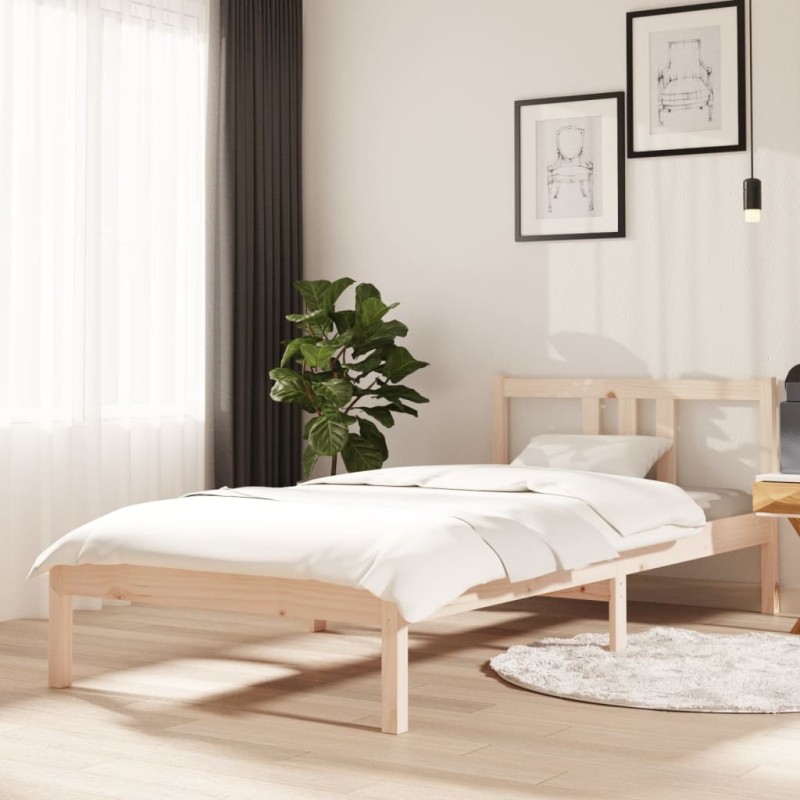 vidaXL Estructura de cama de madera maciza 90x200 cm