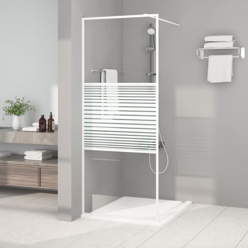 vidaXL Mampara de ducha vidrio ESG transparente blanco 80x195 cm vidaXL Mampara de ducha vidrio ESG transparente blanco 80x195 cm
