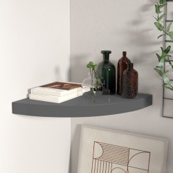 vidaXL Estante flotante de esquina gris brillante MDF 35x35x3,8 cm